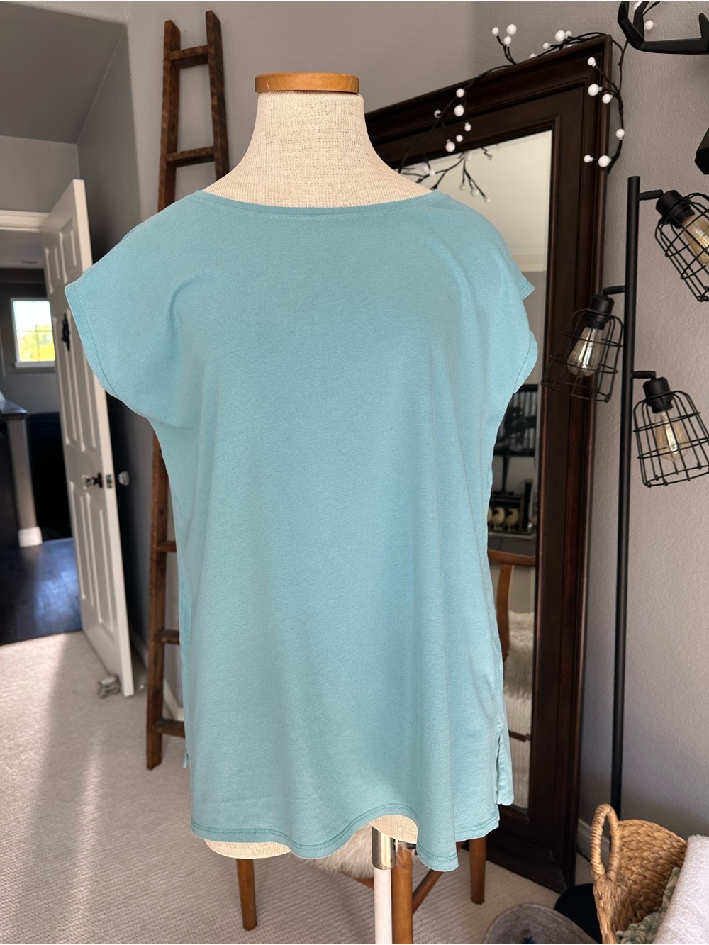 J. Jill Relaxed A-Line Tee in Teal, size large measurements - Picture 3 of 11